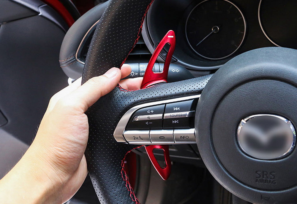 pedal shifter car Red Steering Wheel Paddle Shifter Add-On Extension Cover For 19-up Mazda 3 Axela
