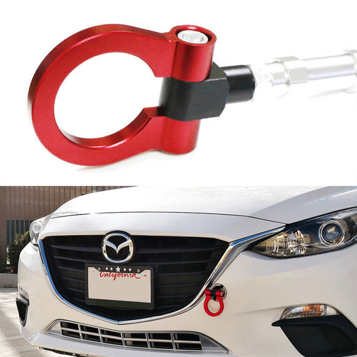Red Track Racing Style Aluminum Tow Hook Ring For 14+ Mazda 3 6 CX5 MX5 Miata