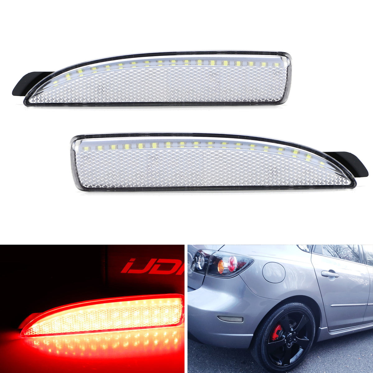 Dark Smoked Lens Rear Bumper Reflector Lenses For 2014-2019 BMW F15 X5 W/M-Package Bumper ONLY, OE-Spec LH RH Assembly - View #6