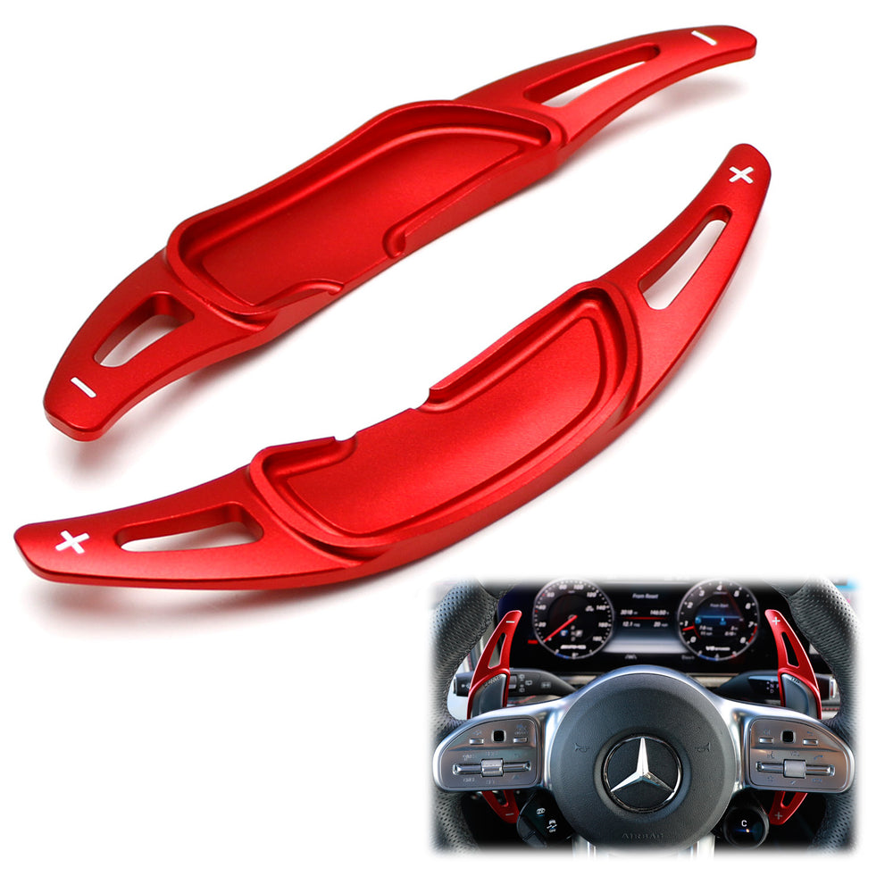 Red Steering Wheel Paddle Shifter Extensions For 15-up Mercedes A45 C63 E53 E63