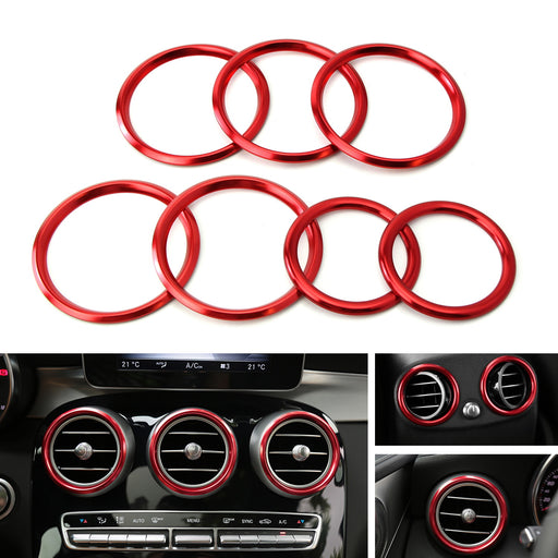 Red Air Conditioner Vent/Opening Outer Trim Covers For Mercedes W205 X205 C GLC