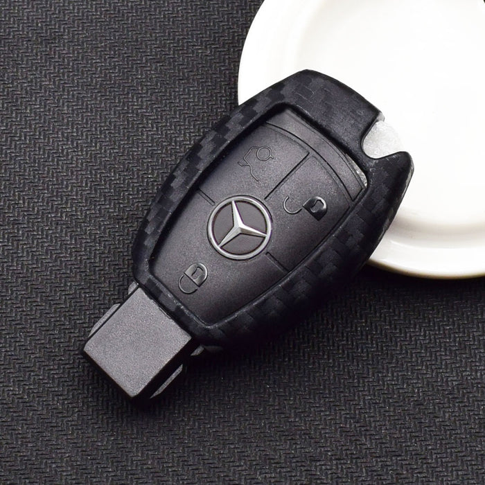 Carbon Fiber Soft Silicone Key Fob For Mercedes C E S M CLA CLS CLK GLK GLA GLC