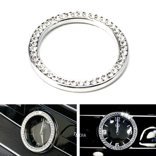 Crystal Silver Dashboard Clock Surrounding Decoration Ring Trim For Mercedes