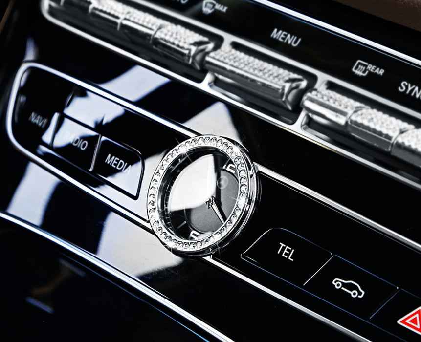Crystal Silver Dashboard Clock Surrounding Decoration Ring Trim For Mercedes
