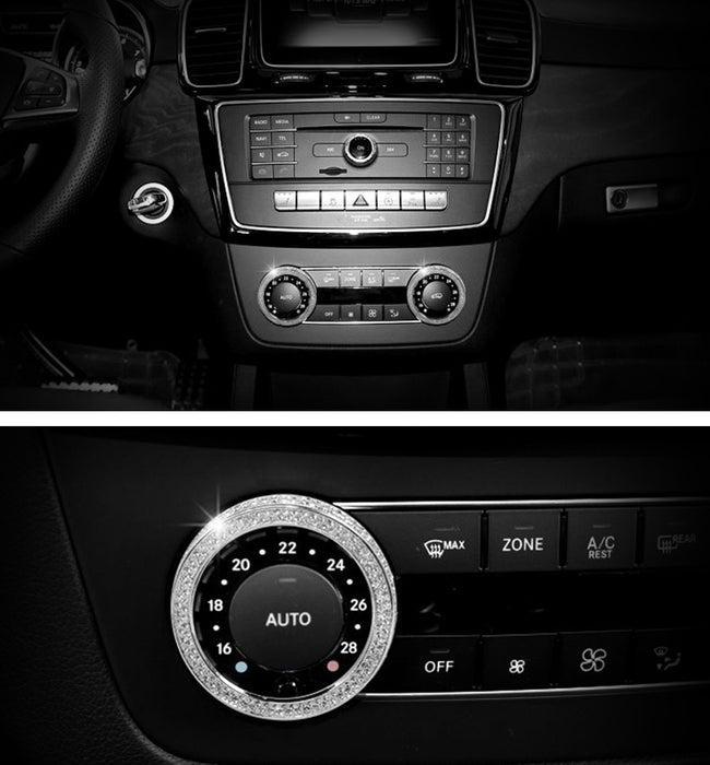 Crystal Bling AC Climate Control Radio Volume Knob Rings For Mercedes C M CLS GL