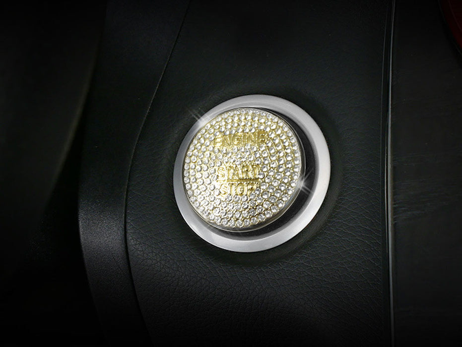 Gold Crystal Keyless Engine Start/Stop Push Start Button Cover Cap For Mercedes
