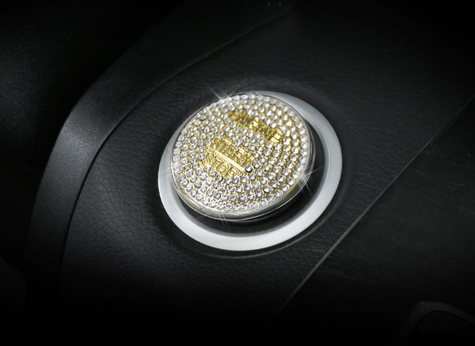 Gold Crystal Keyless Engine Start/Stop Push Start Button Cover Cap For Mercedes