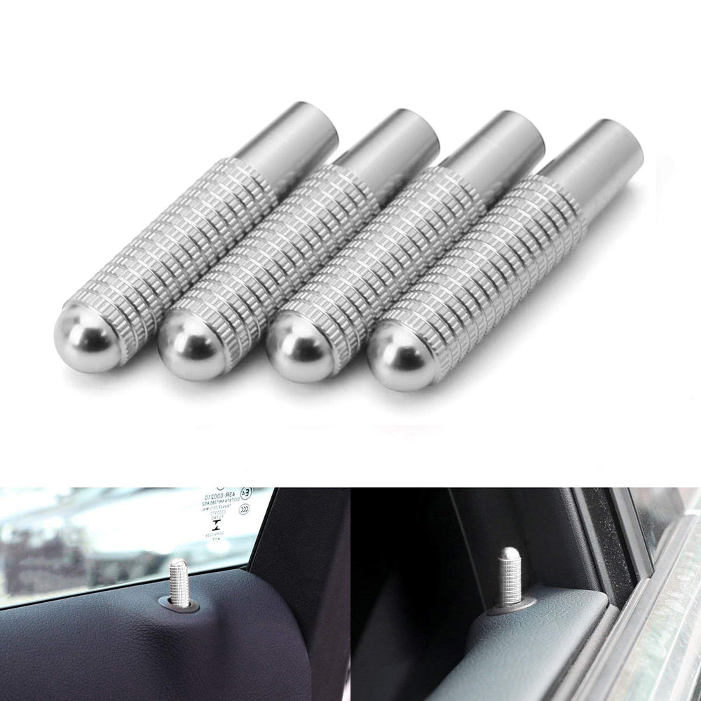 Silver Aluminum Bolt-On Replace Door Lock Knobs For 14-up Mercedes CLA GLA Class