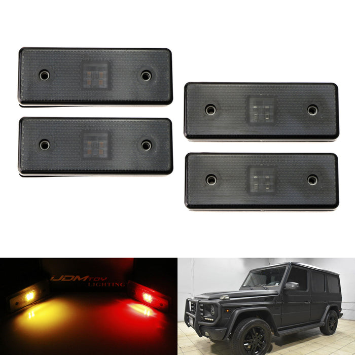 Smoked Lens Front & Rear LED Side Marker Lights For 15-18 Mercedes W463 G-Class