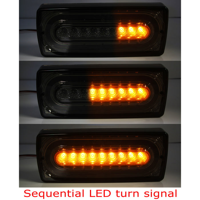 Smoked Lens LED Sequential Turn Signal/Tail Lights For 1999-18 Mercedes G-Class