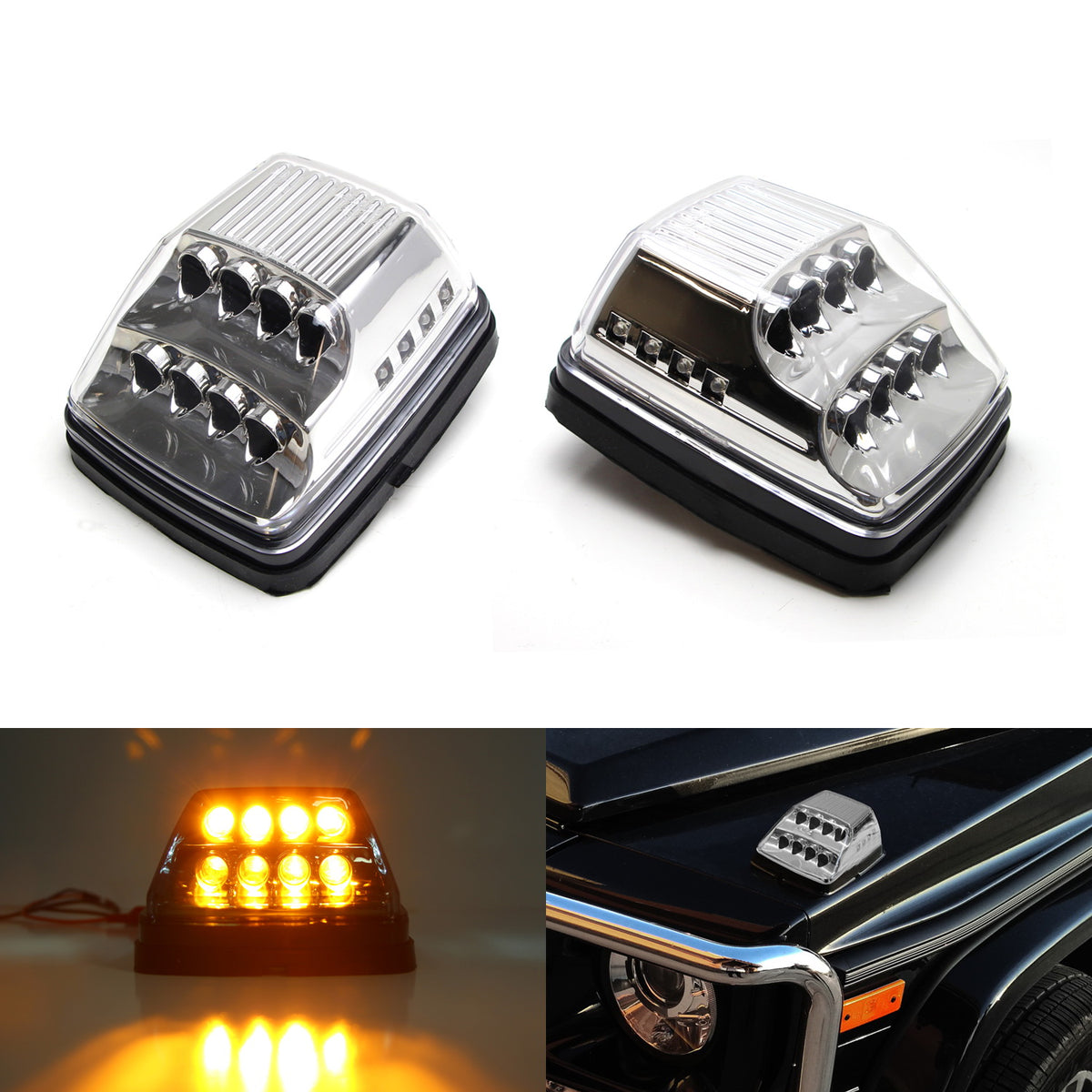 Partsam 2Pcs 12 Red/Amber LED Combo Double Face Truck Semi Trailer Partsam 2Pcs 12 Red/Amber LED Combo Double Face Truck Semi Trailer