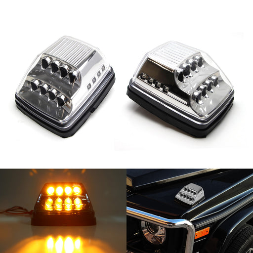 Clear Lens Amber LED Turn Signal Lamps w/ White LED For Mercedes W463 G-Class