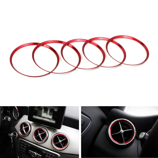 Red Aluminum Air Conditioner Vent Decoration Cover Trims For Benz CLA GLA Class