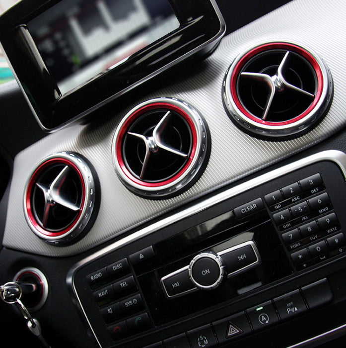 Red Aluminum Air Conditioner Vent Decoration Cover Trims For Benz CLA GLA Class