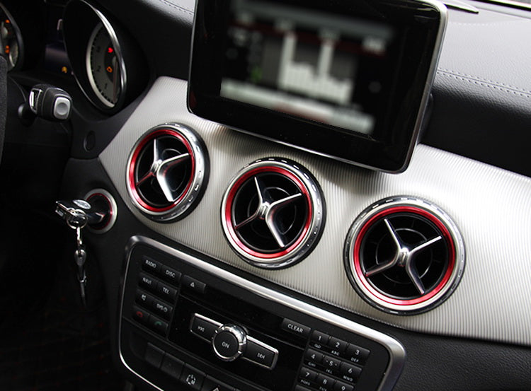 Red Aluminum Air Conditioner Vent Decoration Cover Trims For Benz CLA GLA Class