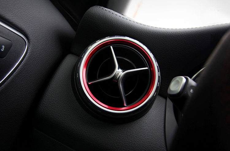 Red Aluminum Air Conditioner Vent Decoration Cover Trims For Benz CLA GLA Class