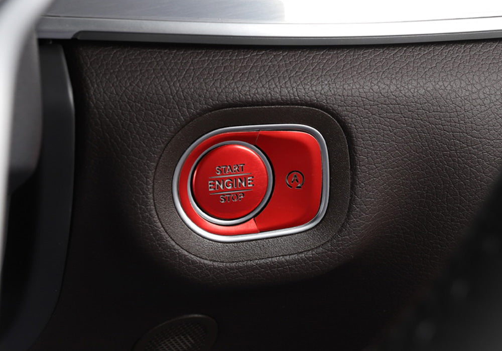 Red Keyless Engine Push Start Button & Surrounding Ring For Benz G GLE GLS Class