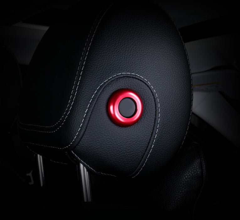 Premium Sports Red 2 Headrest Button Trims For Mercedes W205 C-Class GLC-Class
