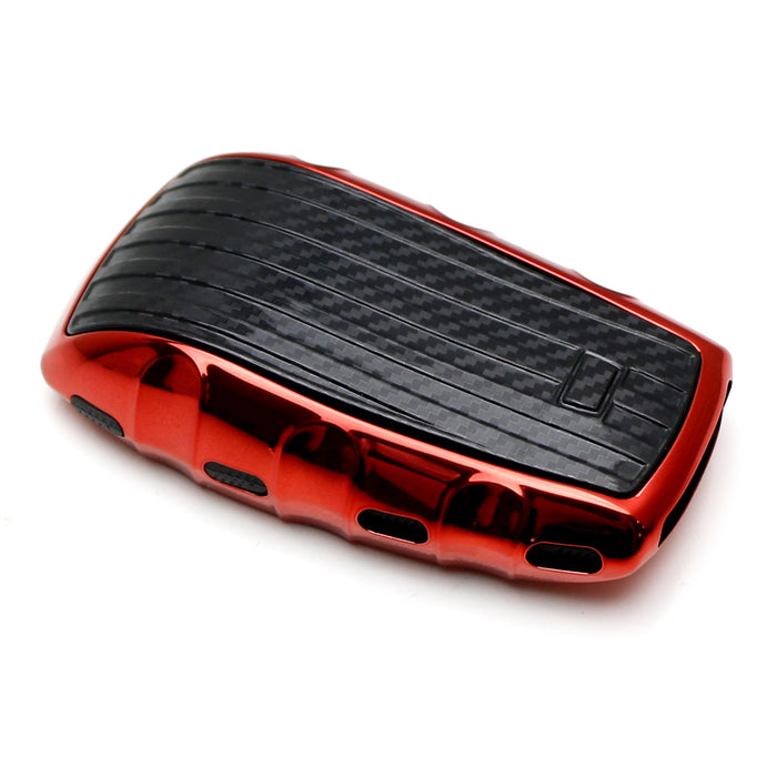 Red w/Carbon Fiber TPU Key Fob Protective Case For Mercedes 17-up E, 18-up S etc