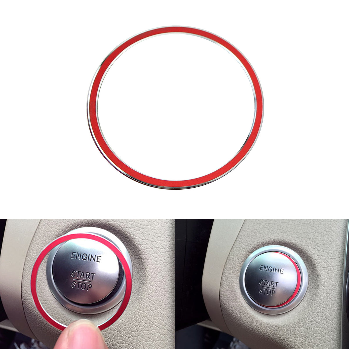 Sport Red Key Hole/Keyless Engine Push Start Button Decoration Trim Fo ...