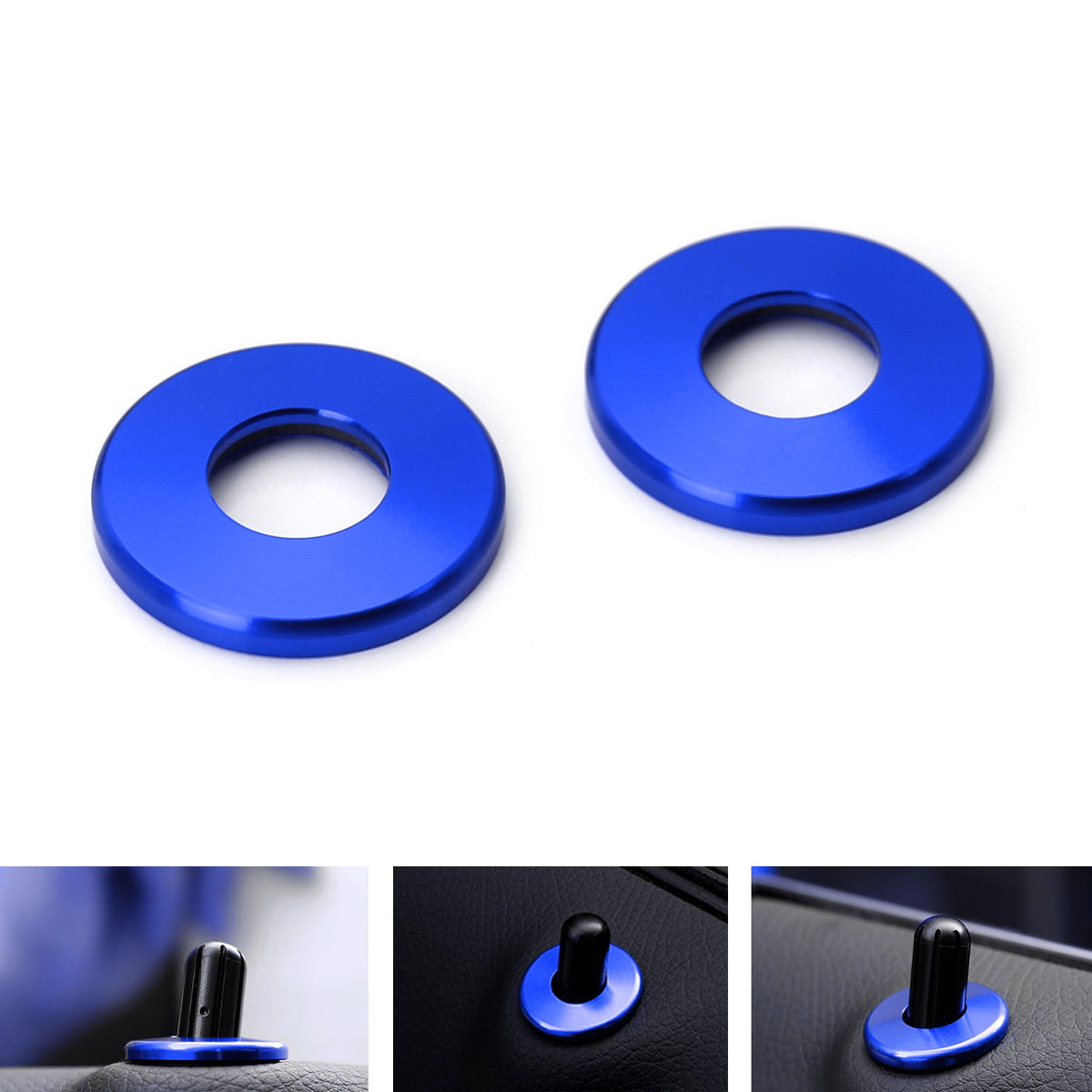 Blue Aluminum Decorative Door Lock Knob Covers For Mercedes C E S GLC ...