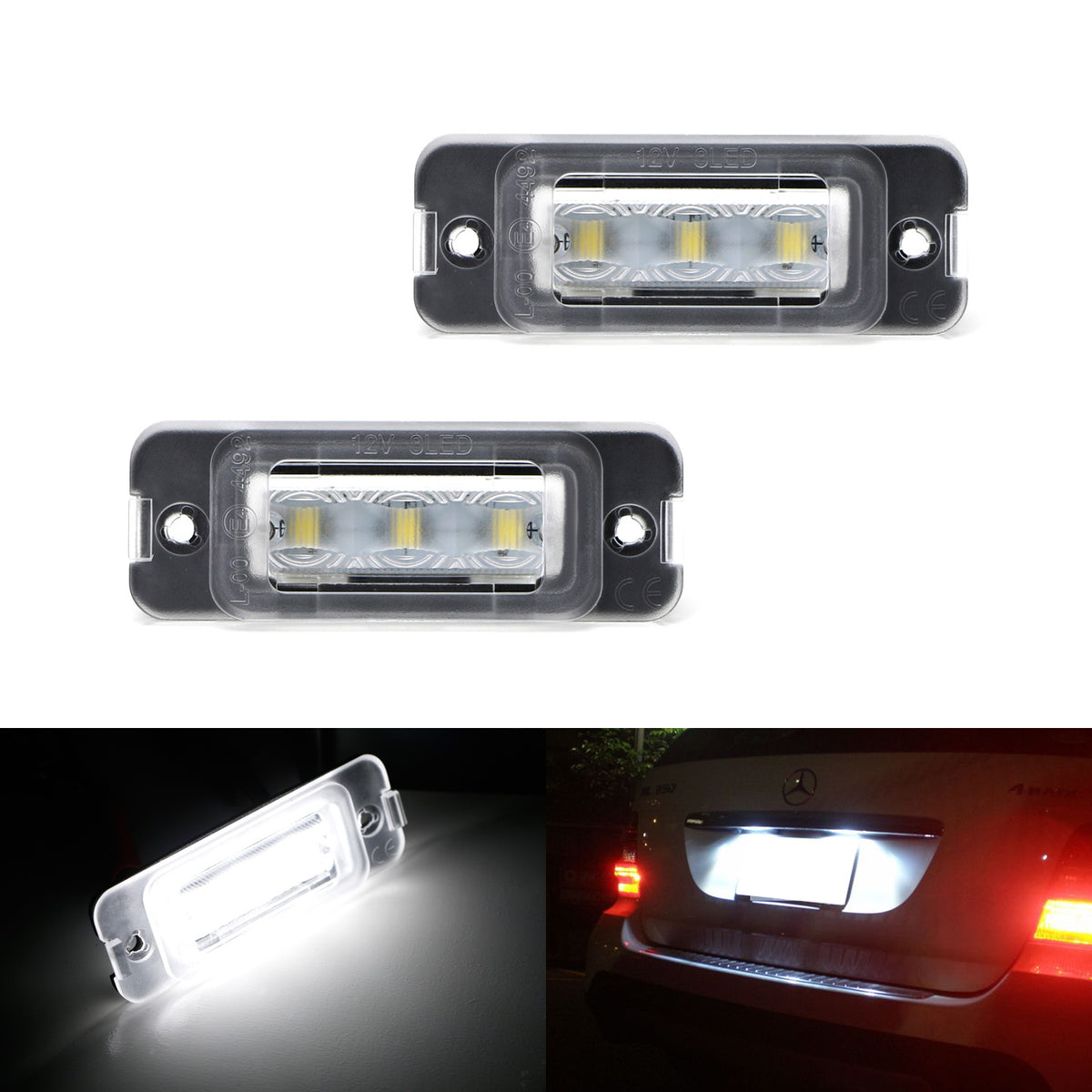 White CAN-bus LED License Plate Lights For Mercedes ML GL R Class W164 —  iJDMTOY.com