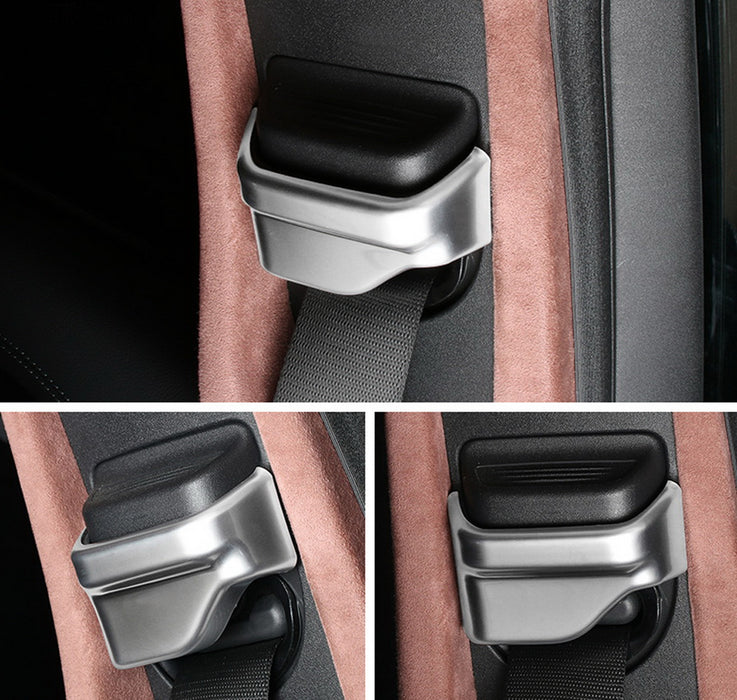Silver Front Seat Belt Shoulder Button Cover Trims For Mercedes C E GLC Class