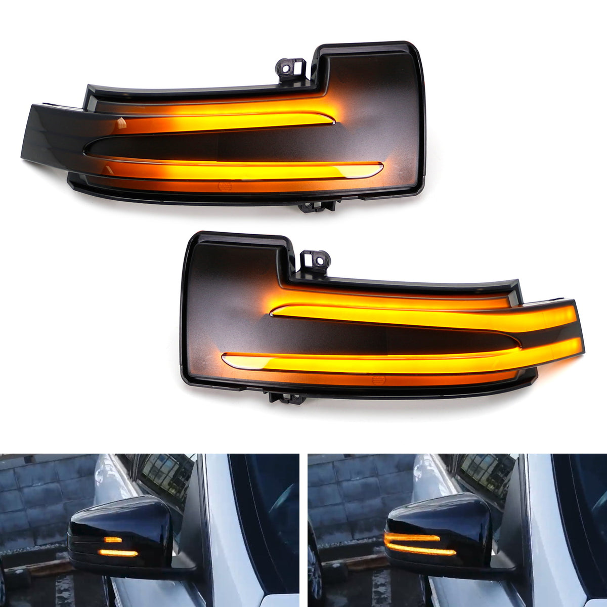 Smoked W/Sequential LED Side Mirror Lights For Mercedes Benz S204