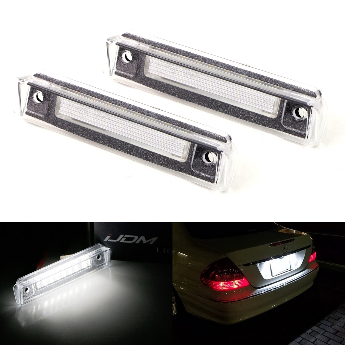 OE-Fit 3W Full LED License Plate Lights For Mercedes R129 SL, S124 W124  E-Class