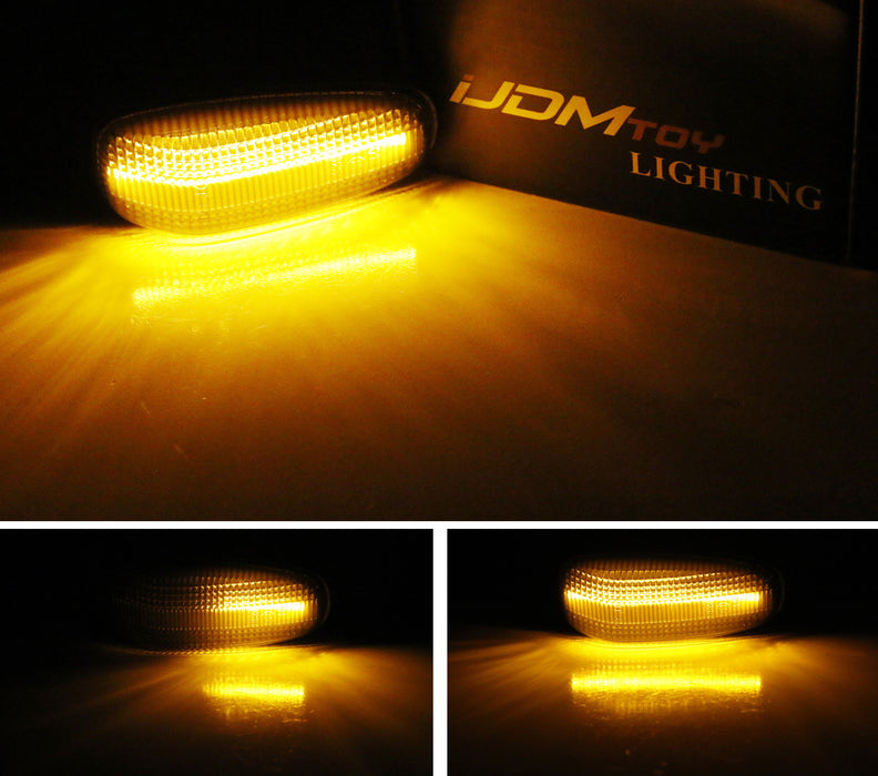 Clear Fender Sequential LED Amber Side Marker Lights For Mercedes CLK SLK Class