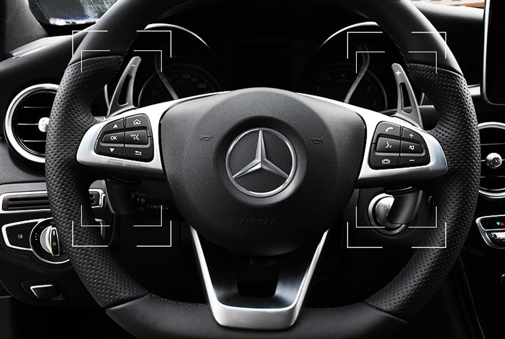 GunMetal Steering Wheel Paddle Shifter Extensions For Mercedes C E CLA GLC Class