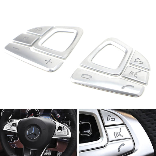 Silver 8pc Steering Wheel Control/Button Trims For 2017-up Mercedes W213 E-Class