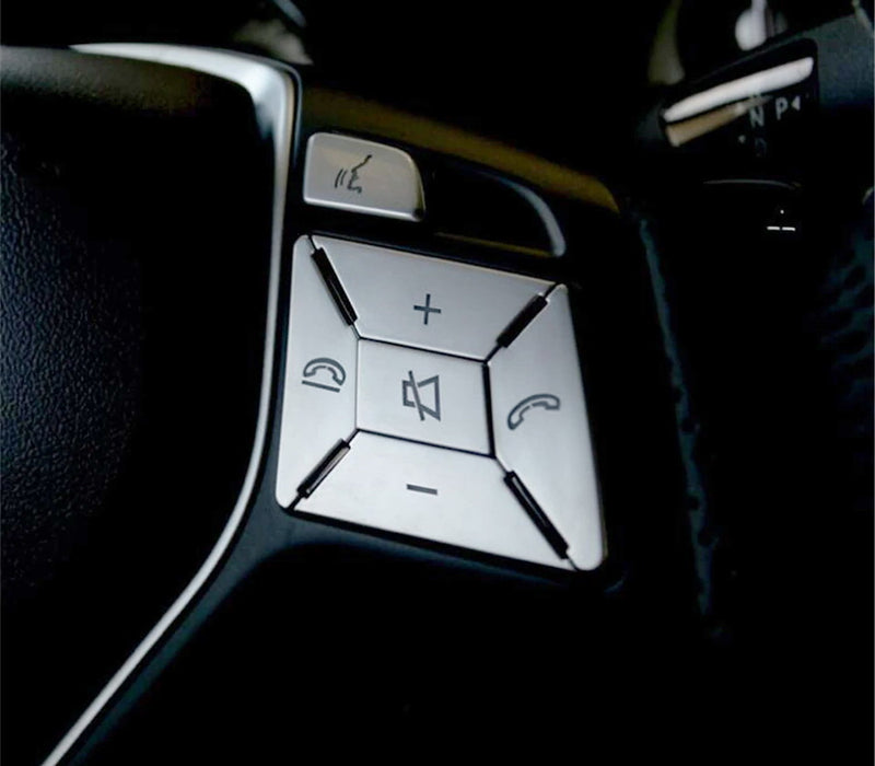 Silver 12pc Steering Wheel Control/Button Trims For Mercedes B C E CLA GLA GLK