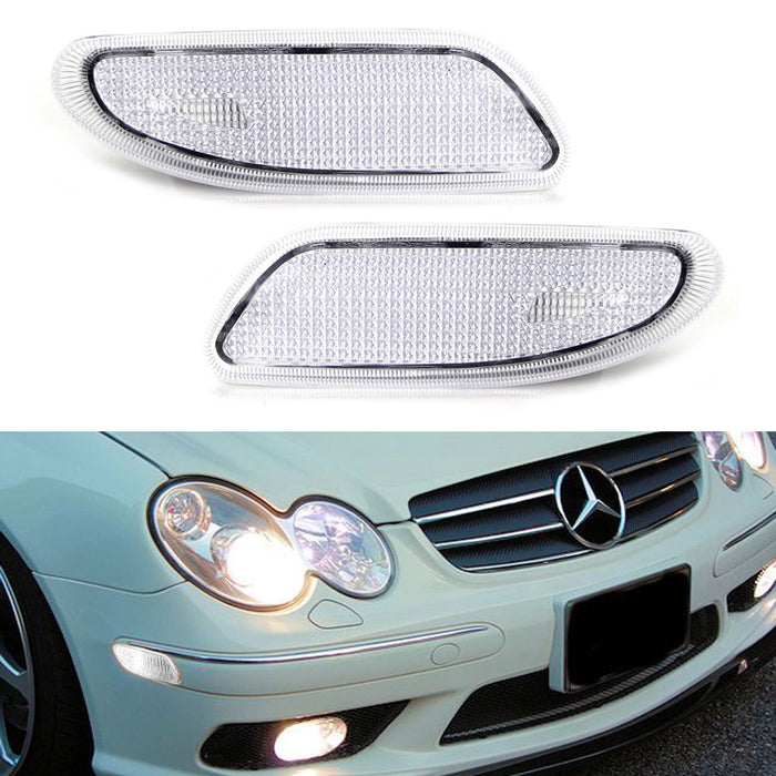 Fits 2001-2007 Mercedes Benz W203 C-Class Projector Headlights LED Strips  Lamps