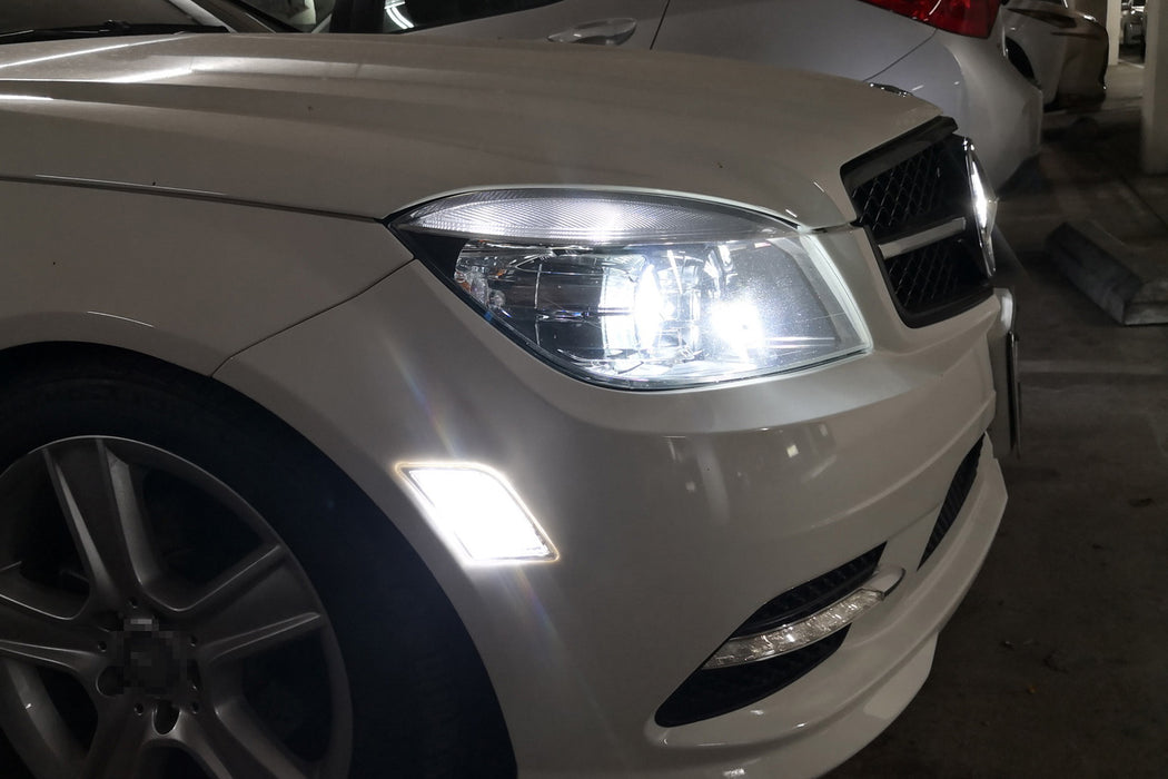 Clear Lens White LED Side Marker Lamps For 08-11 Mercedes W204 Pre-LCI C-Class
