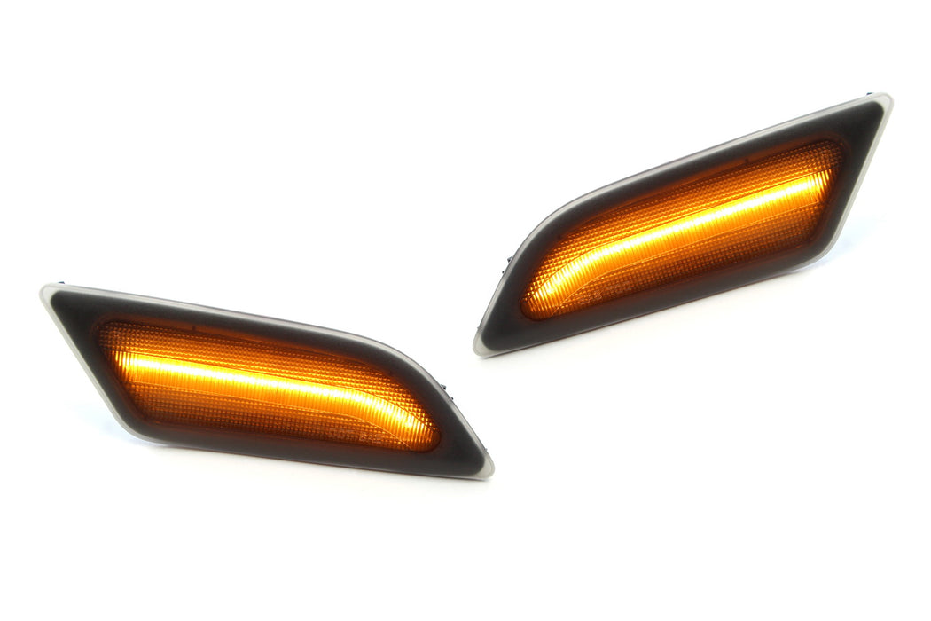 Euro Smoked Lens Amber LED Side Marker Lights For 12-14 Mercedes W204 C250 C300