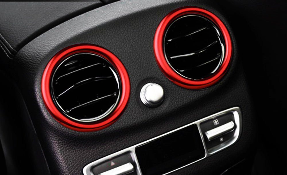 Red AC Vent Outer Trim Decoration Cover Set For Mercedes W205 C-Class GLC-Class