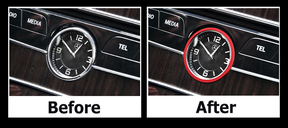 Red Aluminum Dashboard Clock Surrounding Decoration Trims For Mercedes C E GLC