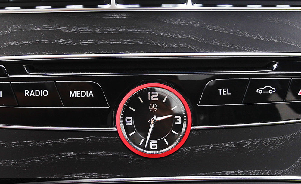 Red Aluminum Dashboard Clock Surrounding Decoration Trims For Mercedes C E GLC