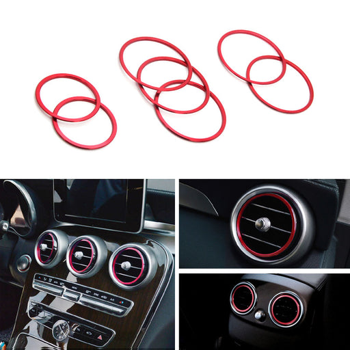 Red Air Conditioner Vent/Opening Inner Trim Covers For 15-up Mercedes C-Class..
