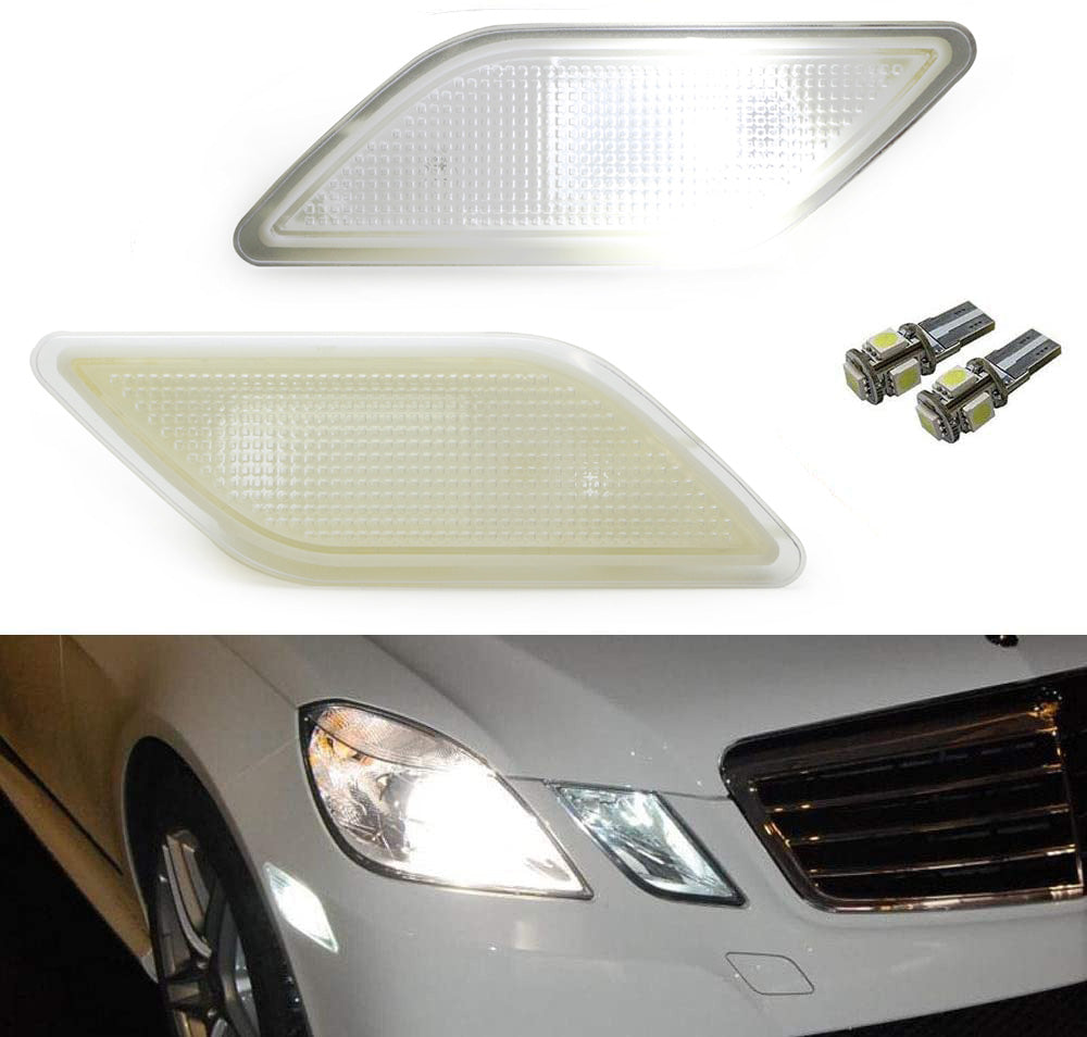 Clear Lens White LED Side Marker Lamps For 2010-13 Mercedes W212 E
