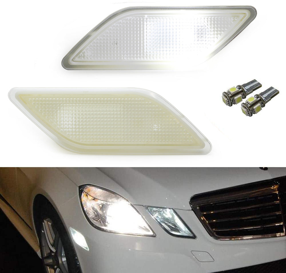 Clear Lens White LED Side Marker Lamps For 201013 Mercedes W212 ECla