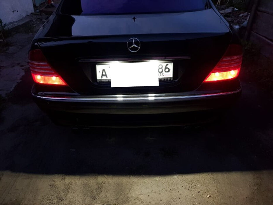 IJDMTOY 18-SMD LED License Plate Lights For Mercedes W220 S-Class (2000-2006) – CAN-Bus Error Free