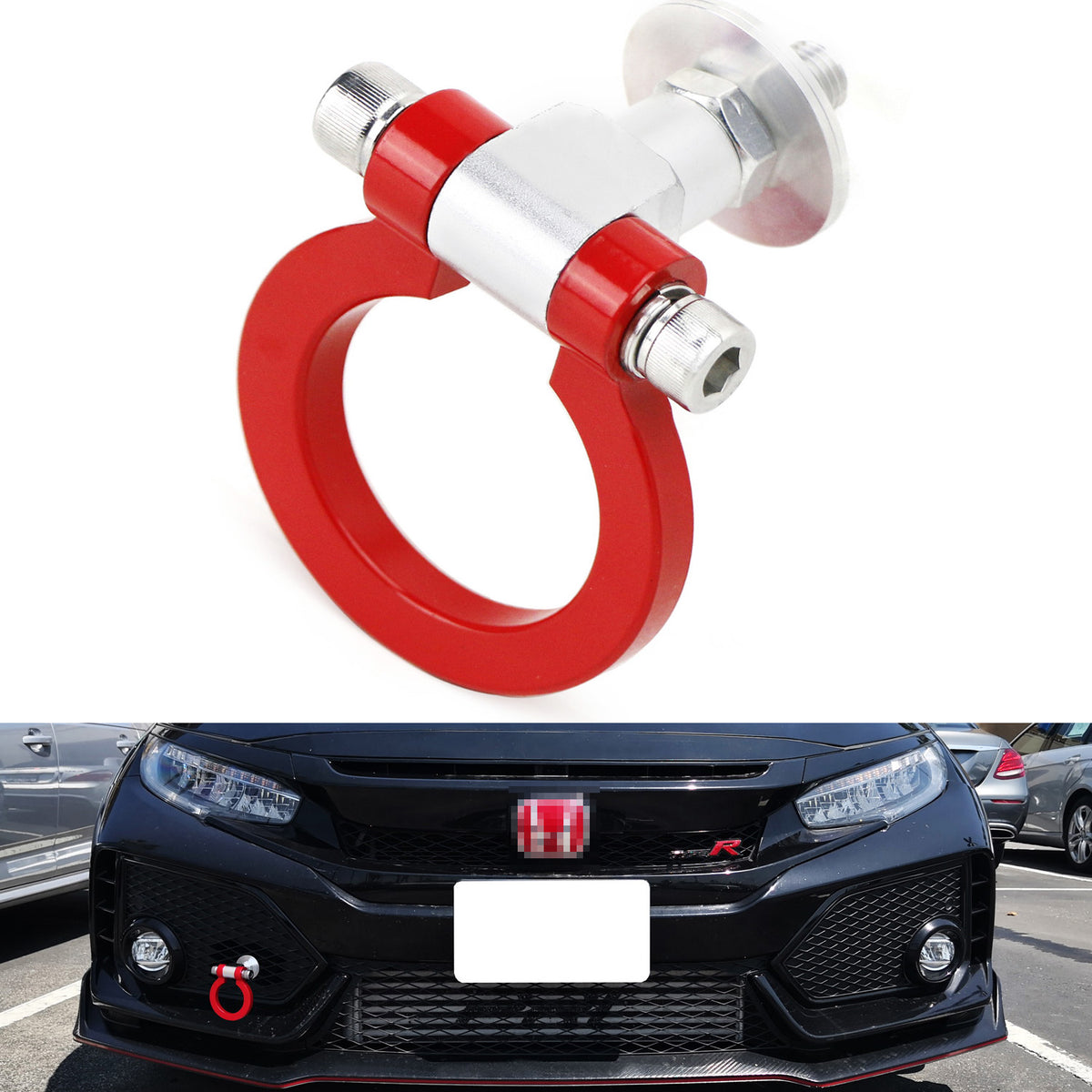 Full Metal Universal Fit Red Track Racing Style Tow Hook Ring Appearance  Kit — iJDMTOY.com