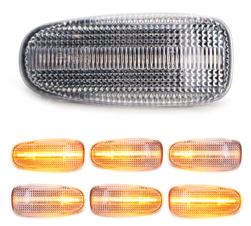 Clear Fender Sequential LED Amber Side Marker Lights For Mercedes CLK SLK Class