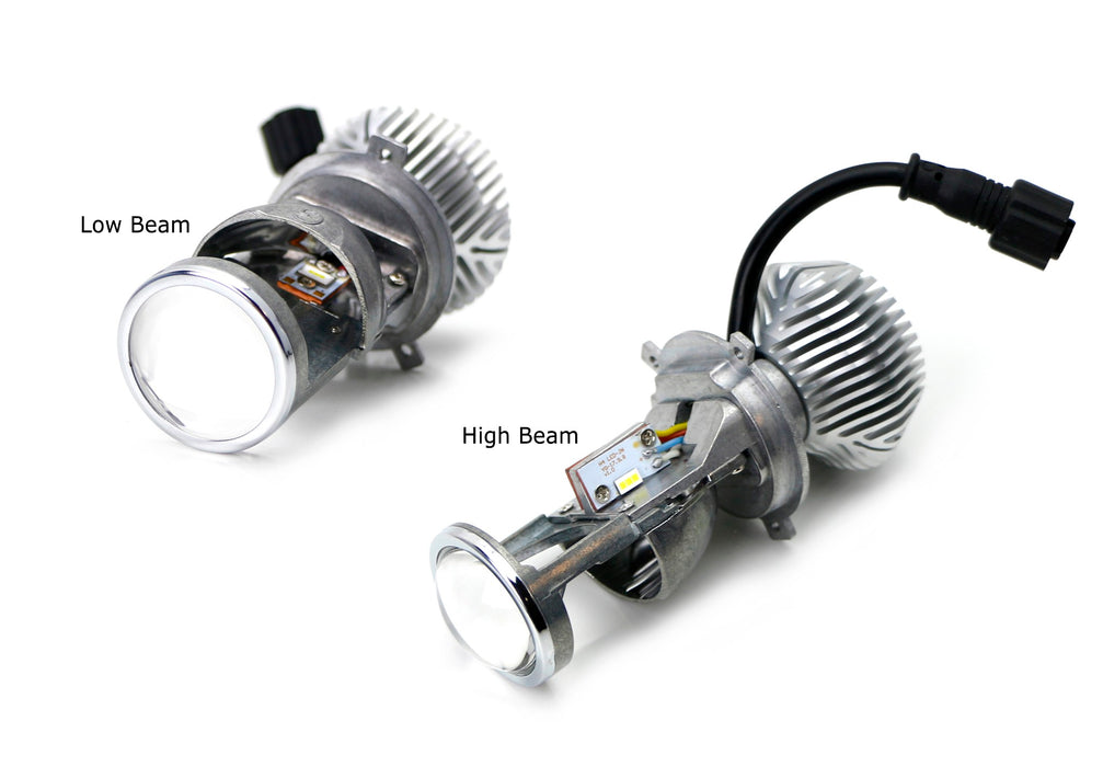 H4/9003 Dual Beam Hi/Lo LED Headlight Lens Bulbs - H4 Halogen to LED Projector