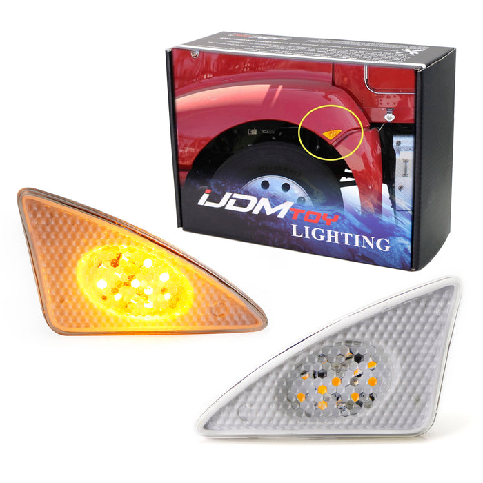 Amber LED Front Cab Flare Side Marker Turn Signal Lights For Kenworth T660 T170
