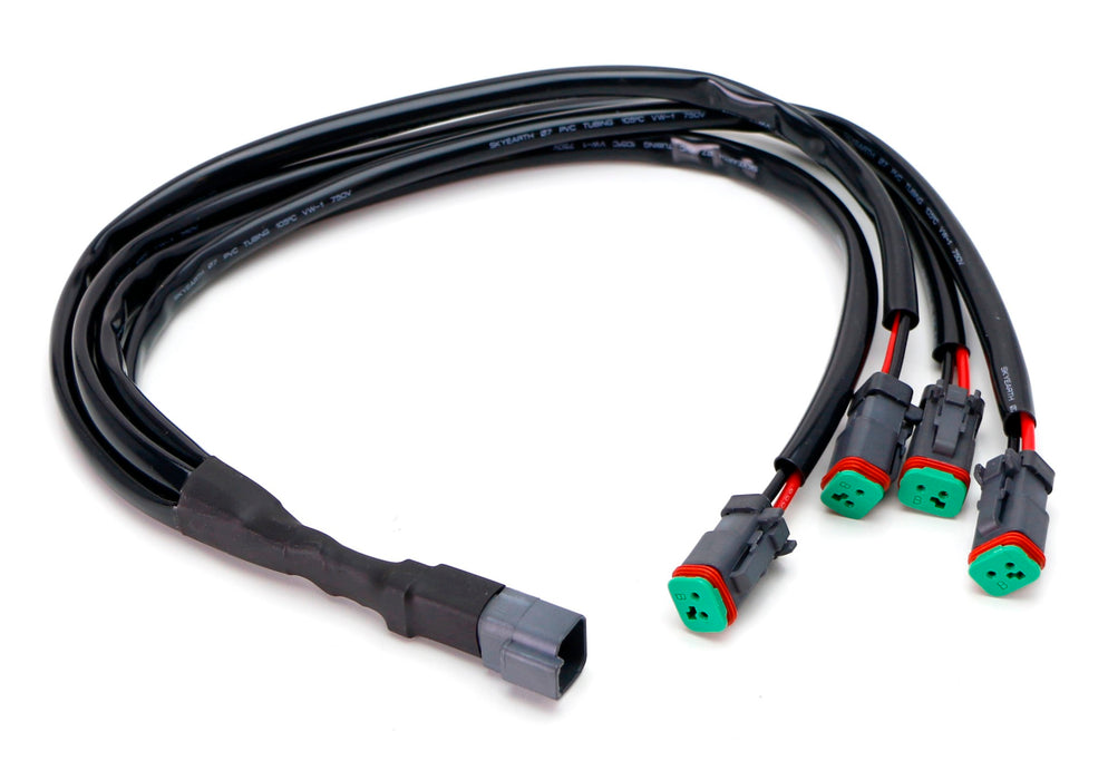 20" 4-Output 2-Way Deutsch DT DTP Splitter Cable For Dual LED Pod Light Kit, etc