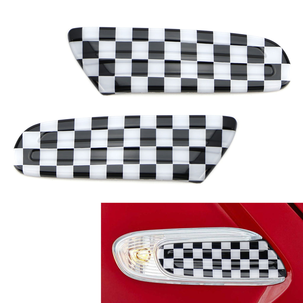 Black Checkerboard Style Side Marker Lamp Scuttle Insert For MINI F55 F56  F57 — iJDMTOY.com