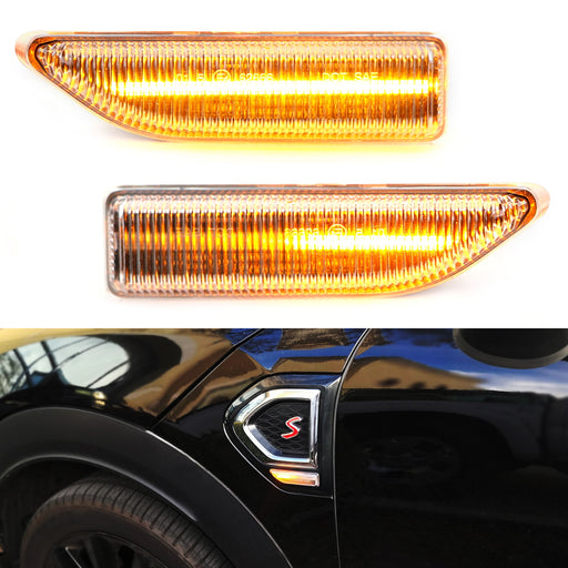 Clear Sequential Amber LED Sidemarker Light For 17-up MINI Cooper F60 Countryman